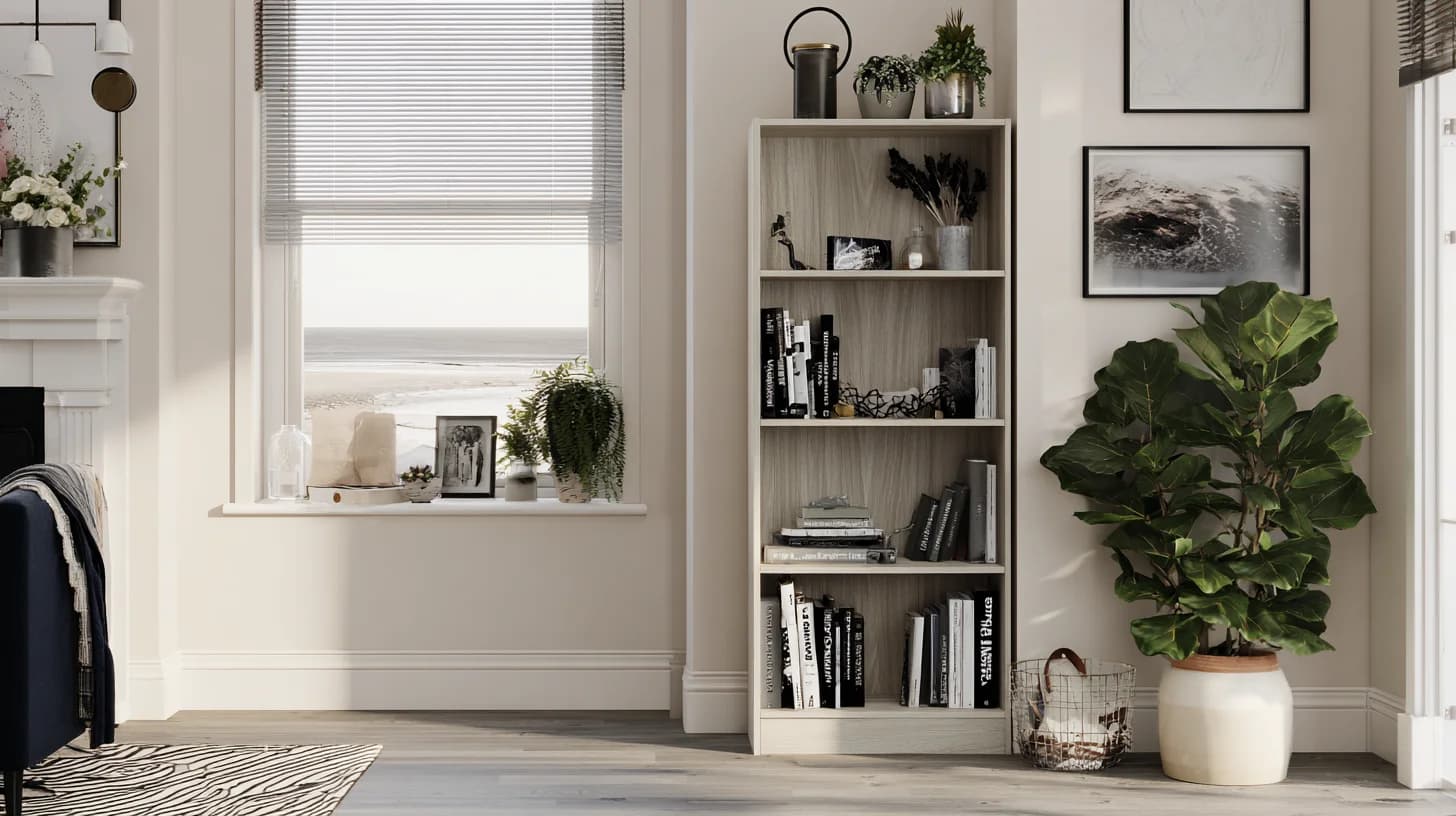 Bright Bookshelf Background 22 - Free virtual background for Zoom, Teams & Google Meet