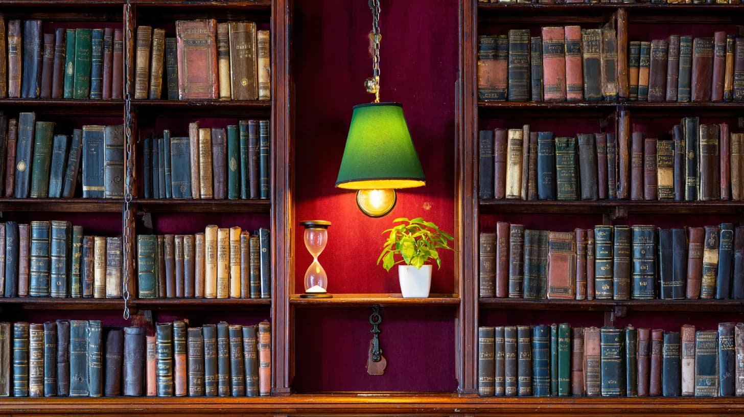 Dark Bookshelf Background 37 - Free virtual background for Zoom, Teams & Google Meet