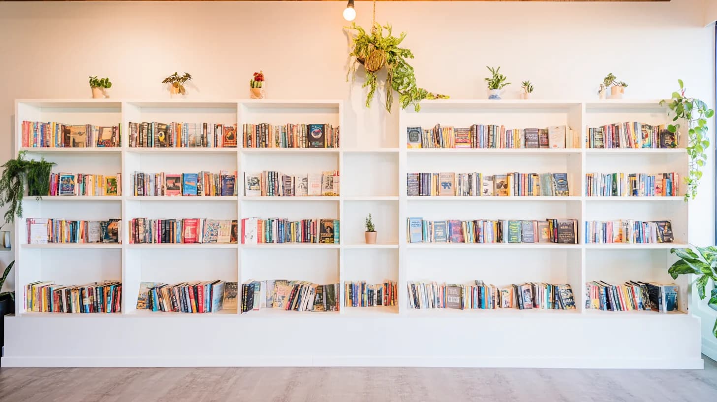 Dark Bookshelf Background 40 - Free virtual background for Zoom, Teams & Google Meet