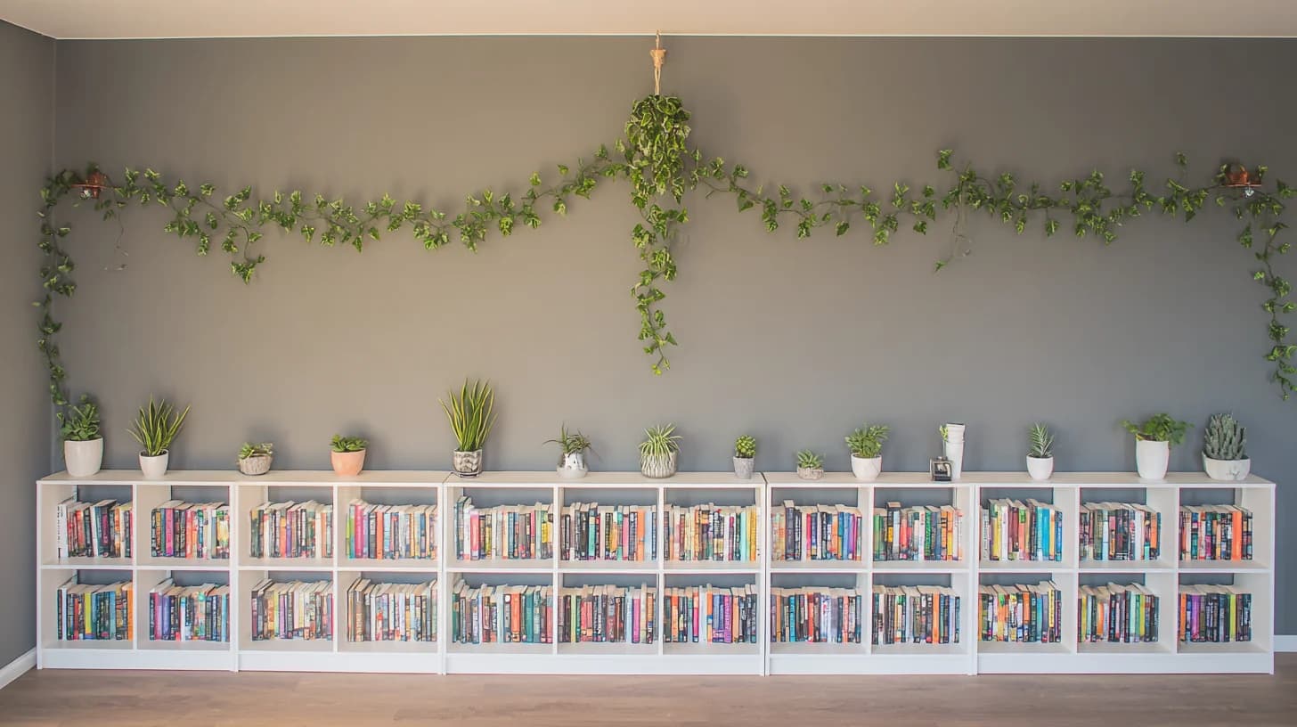 Dark Bookshelf Background 43 - Free virtual background for Zoom, Teams & Google Meet