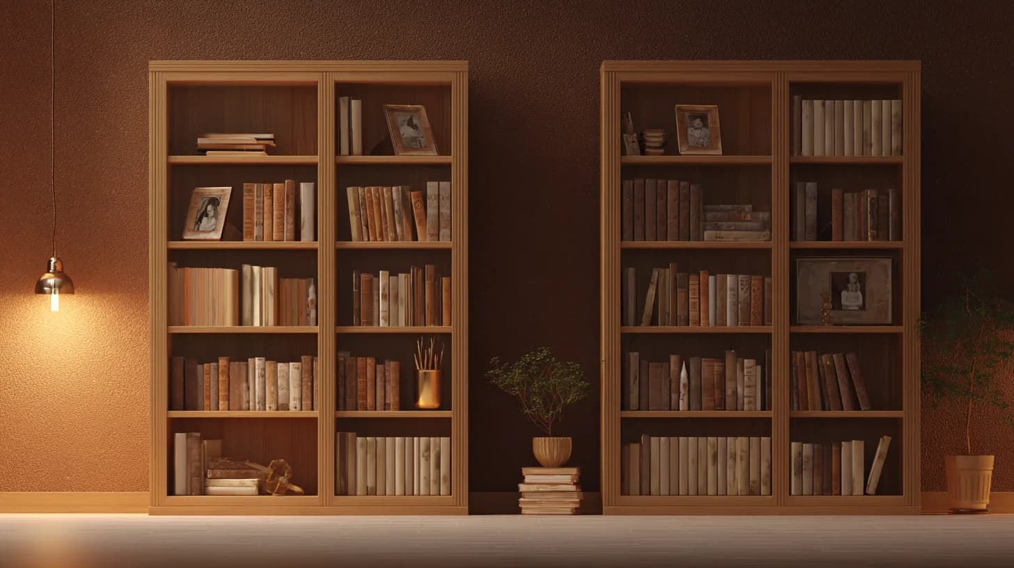 Dark Bookshelf Background 46 - Free virtual background for Zoom, Teams & Google Meet