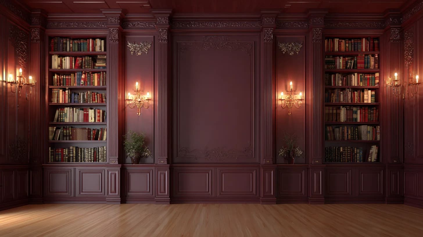 Dark Bookshelf Background 50 - Free virtual background for Zoom, Teams & Google Meet