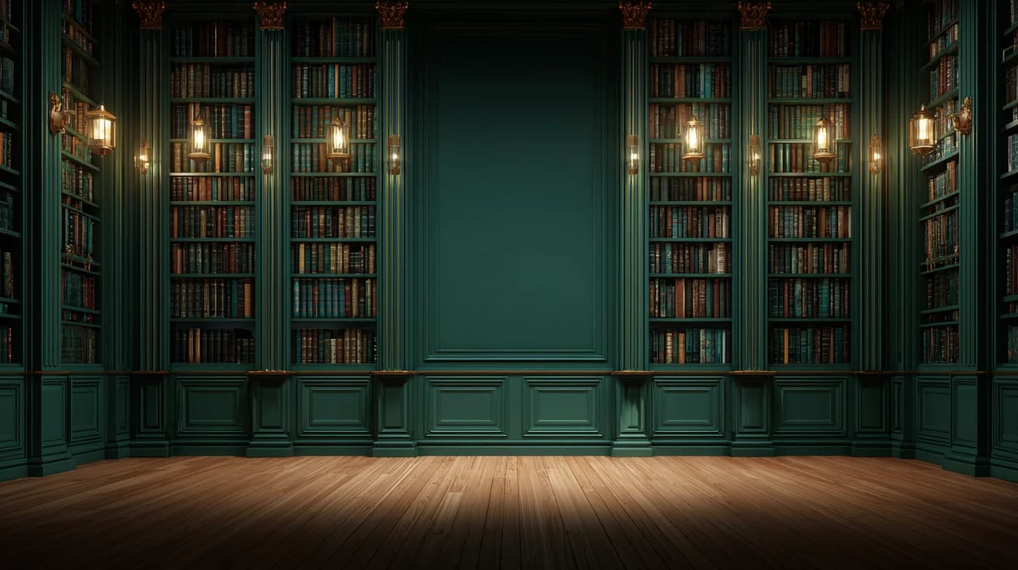 Dark Bookshelf Background 57 - Free virtual background for Zoom, Teams & Google Meet