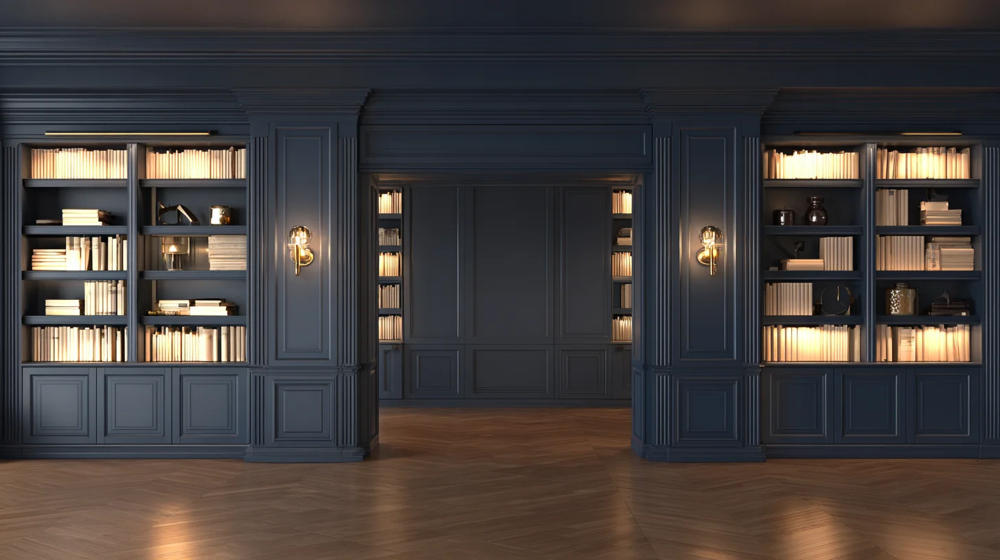 Dark Bookshelf Background 59 - Free virtual background for Zoom, Teams & Google Meet