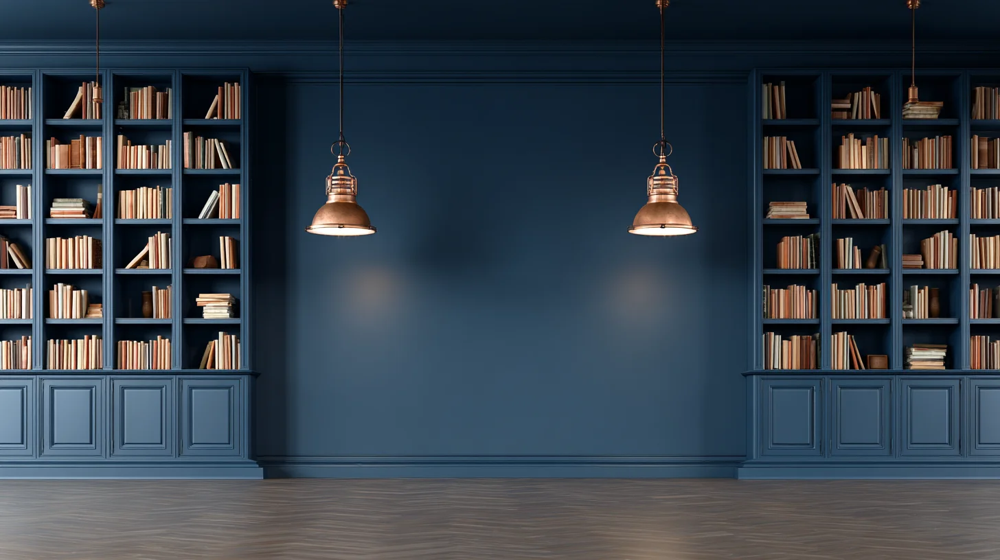 Dark Bookshelf Background 63 - Free virtual background for Zoom, Teams & Google Meet