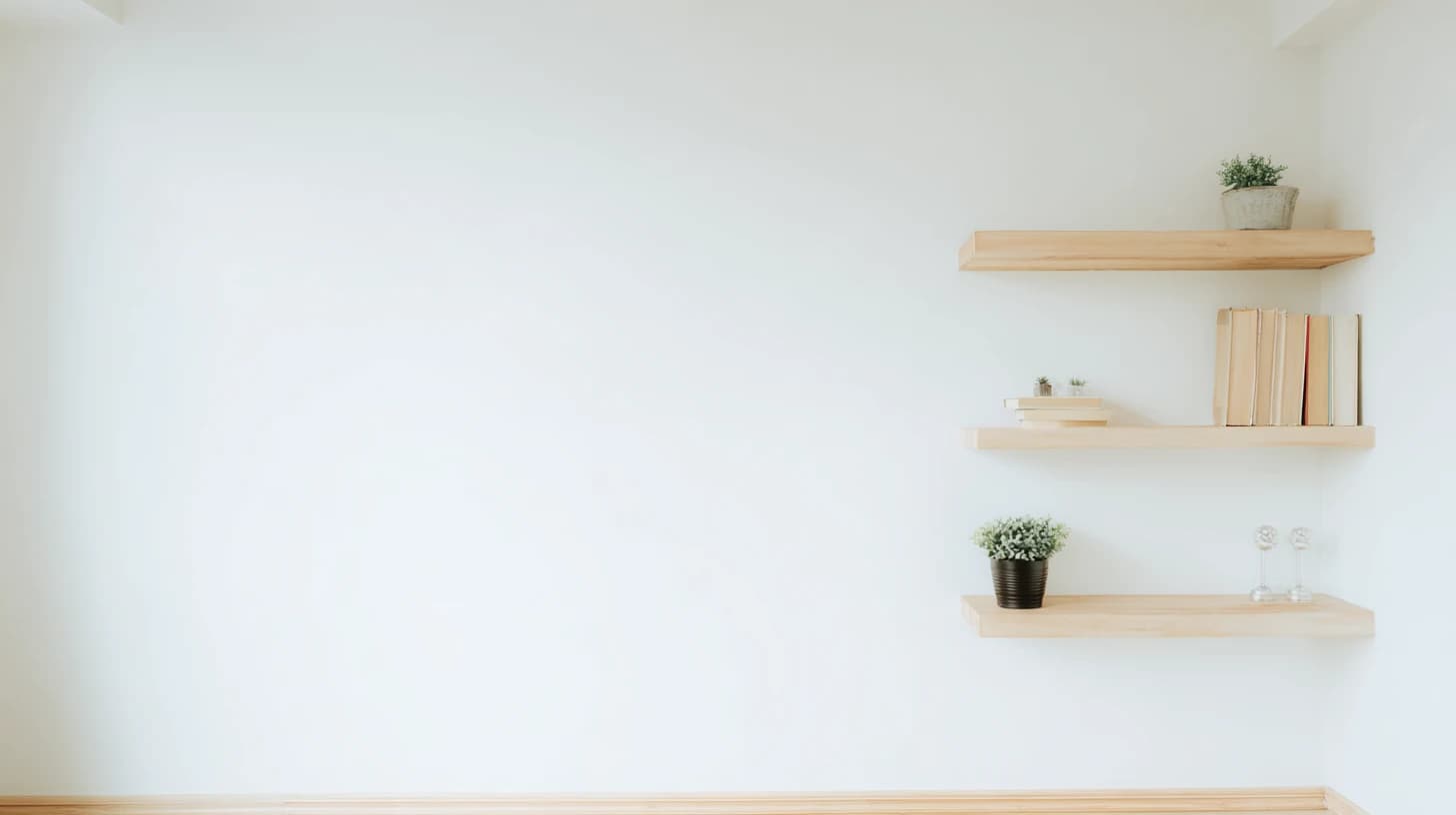 Bright Wall Shelf Background 2 - Free virtual background for Zoom, Teams & Google Meet