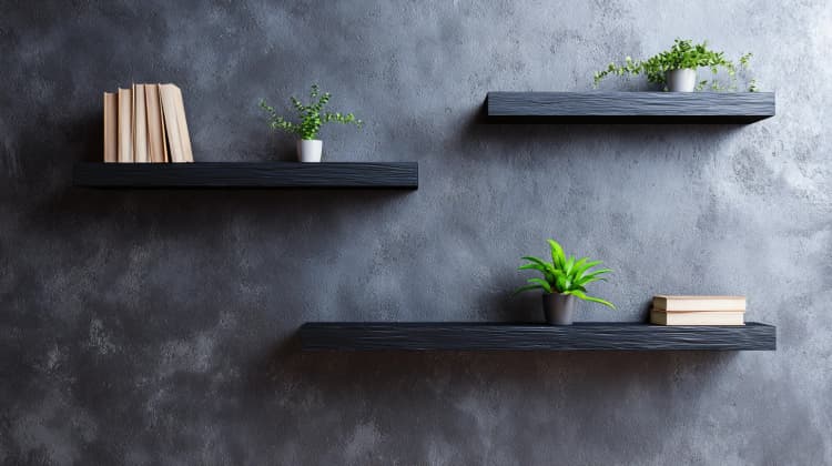 Dark wall shelf background