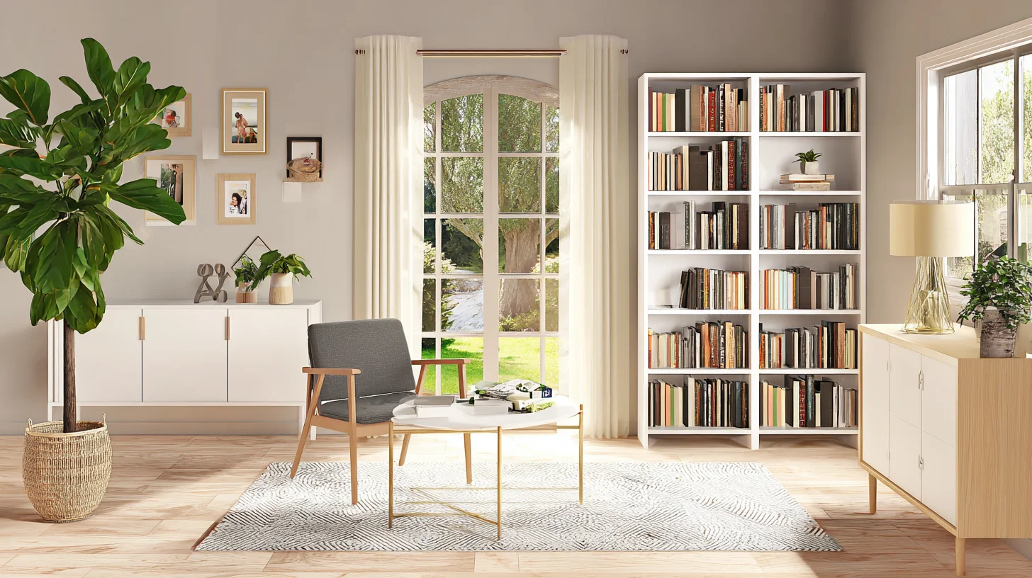 Bright Bookshelf Background 29 - Free virtual background for Zoom, Teams & Google Meet