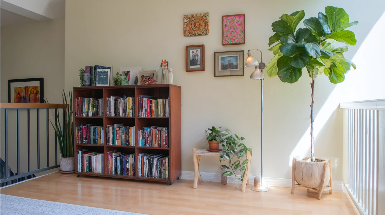 Dark Bookshelf Background 12 - Free virtual background for Zoom, Teams & Google Meet