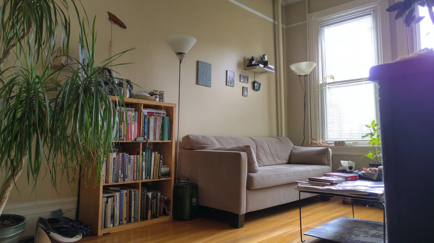 Dark Bookshelf Background 24 - Free virtual background for Zoom, Teams & Google Meet