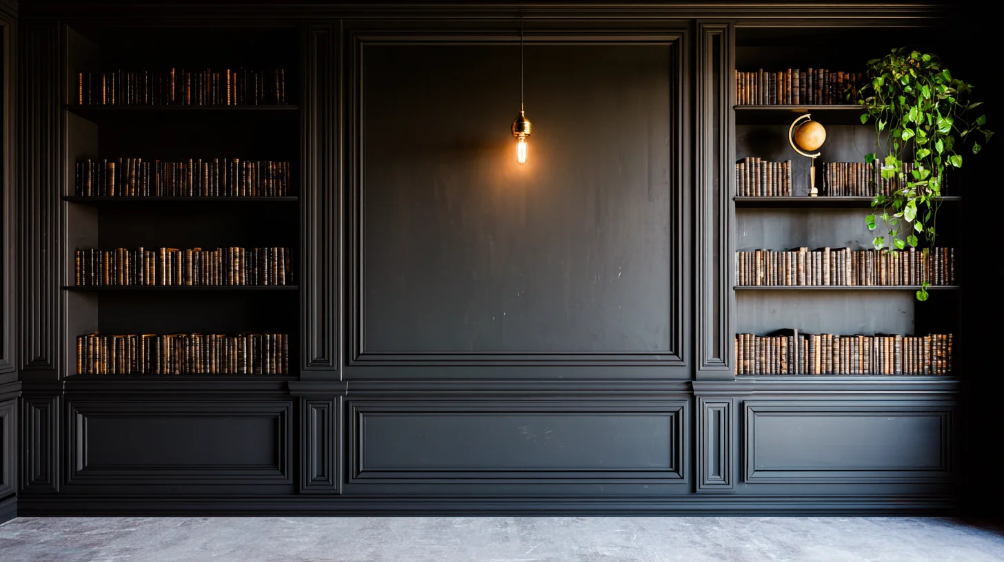 Dark Bookshelf Background 27 - Free virtual background for Zoom, Teams & Google Meet