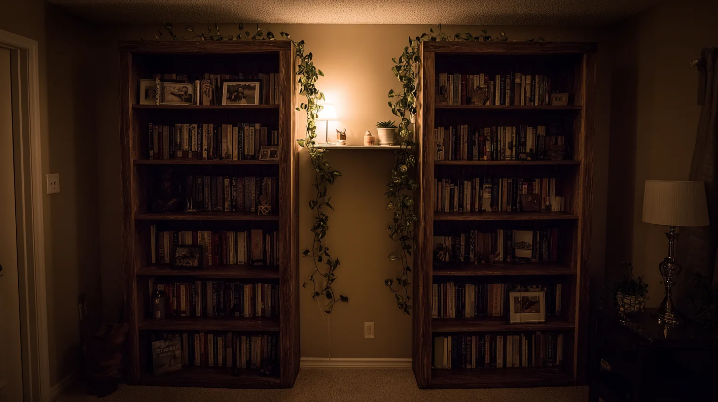 Dark Bookshelf Background 29 - Free virtual background for Zoom, Teams & Google Meet