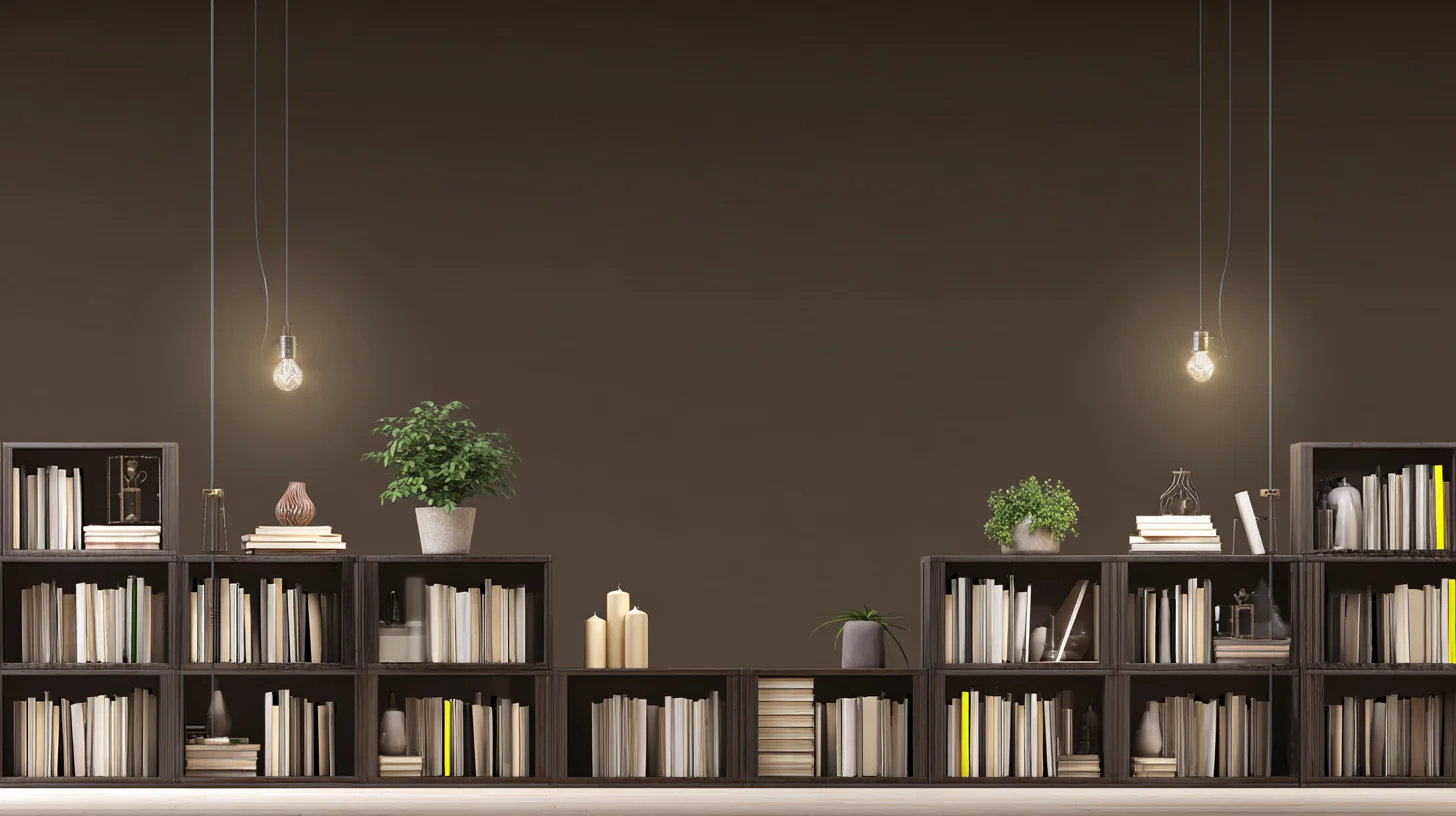 Dark Bookshelf Background 35 - Free virtual background for Zoom, Teams & Google Meet