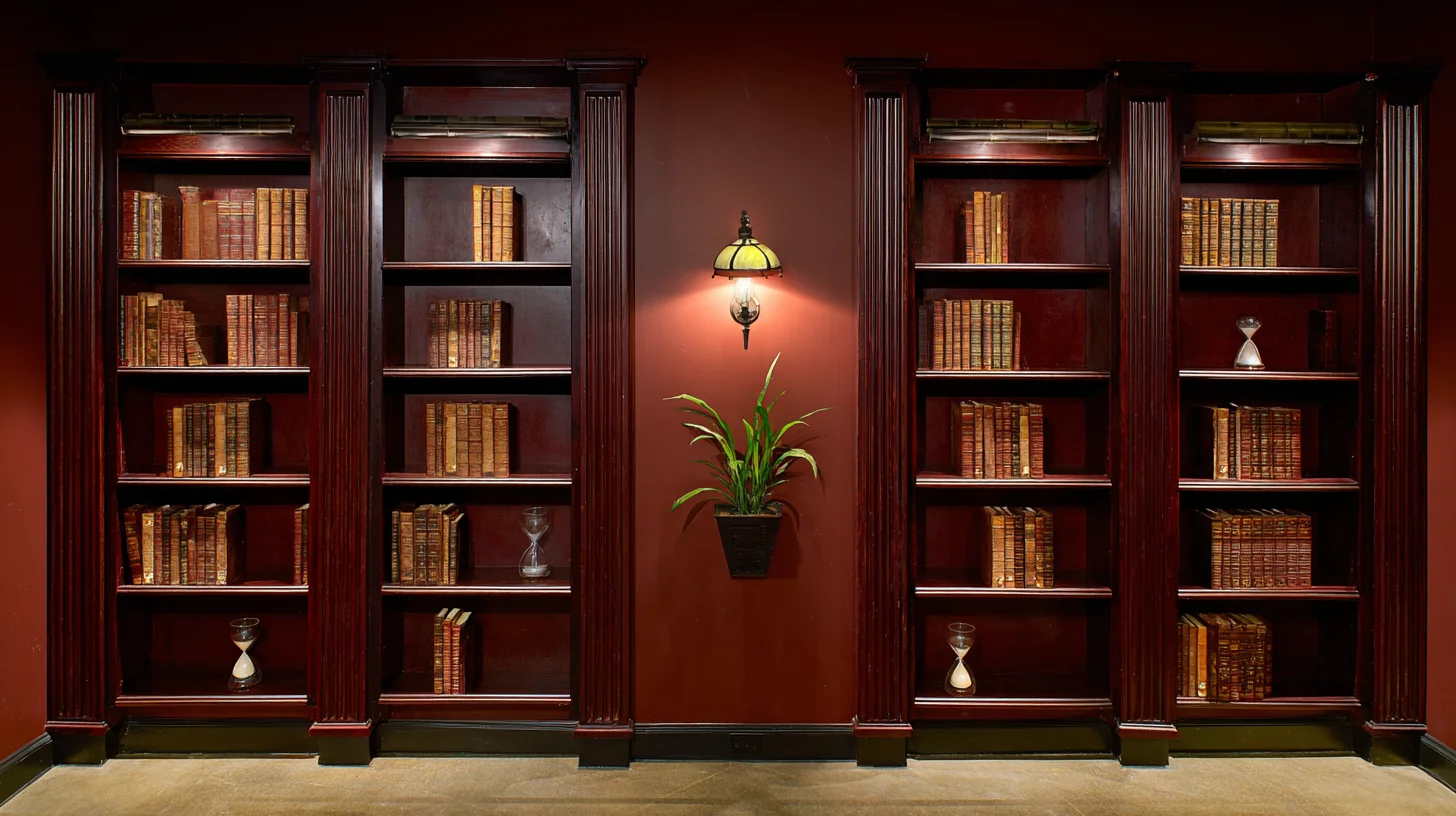 Dark Bookshelf Background 36 - Free virtual background for Zoom, Teams & Google Meet