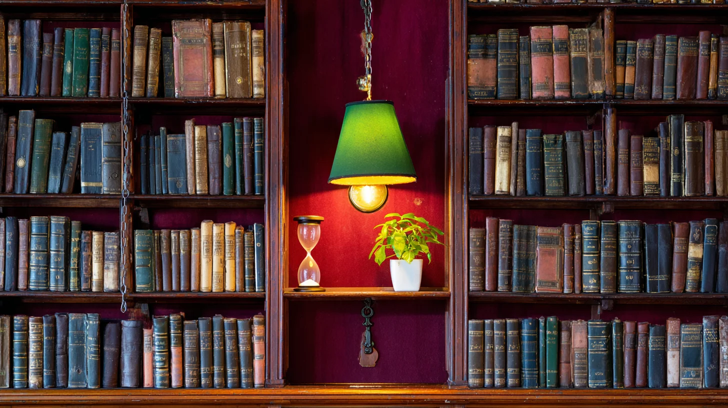 Dark Bookshelf Background 37 - Free virtual background for Zoom, Teams & Google Meet