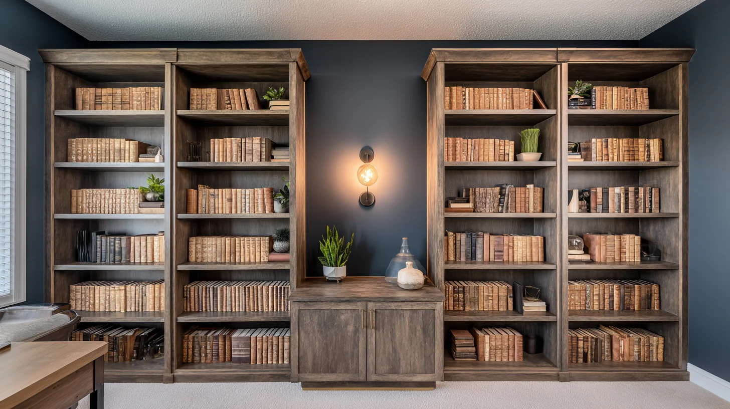 Dark Bookshelf Background 44 - Free virtual background for Zoom, Teams & Google Meet