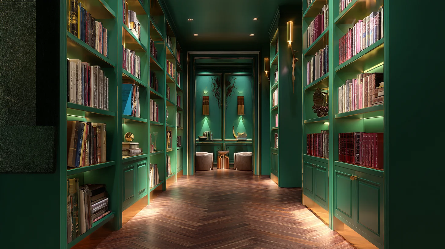 Dark Bookshelf Background 56 - Free virtual background for Zoom, Teams & Google Meet