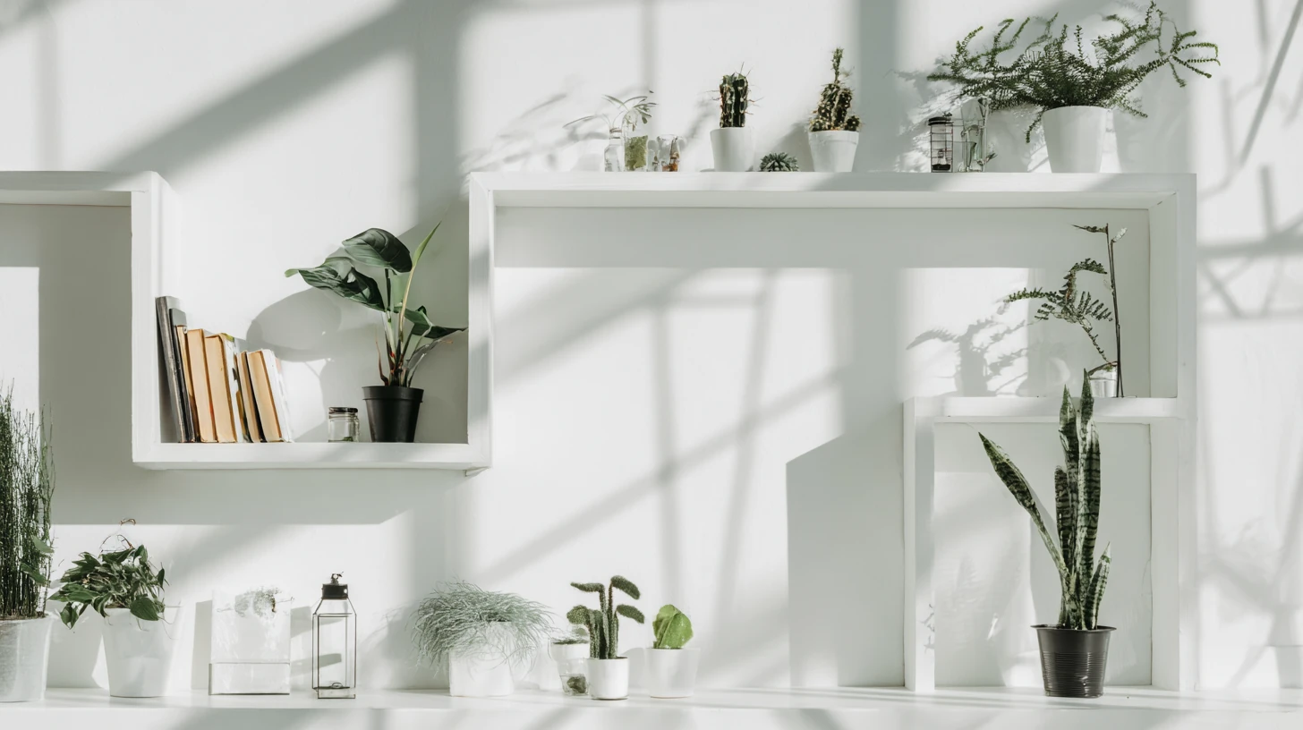 Bright Wall Shelf Background 30 - Free virtual background for Zoom, Teams & Google Meet